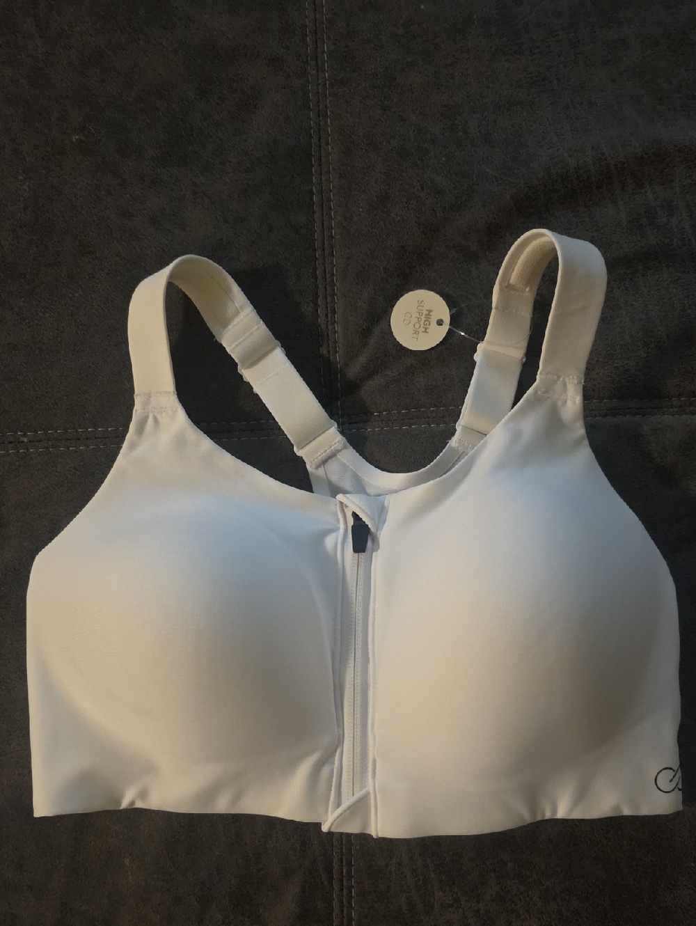 CALA Comfort Zip-Front White Sports Bra